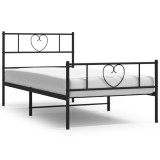 Cumpara ieftin Cadru pat metalic cu tablii de cap/picioare, negru, 90x190 cm