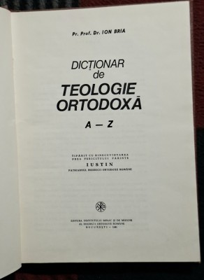 Dictionar de teologie ortodoxa - Pr. Prof. Dr. Ion Bria foto