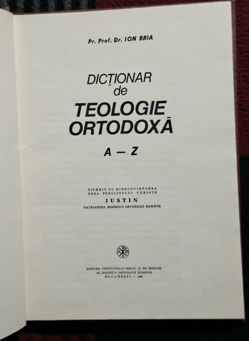 Dictionar de teologie ortodoxa - Pr. Prof. Dr. Ion Bria