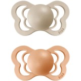 BIBS Couture Natural Rubber Size 2: 6+ months suzetă Vanilla / Peach 2 buc
