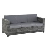 Outsunny Canapea de Exterior cu 3 Locuri din Ratan PE, Canapea cu Perne Detasabile și Structură Metalică pentru Grădină, Terasă și Balcon, 185x70x80 c