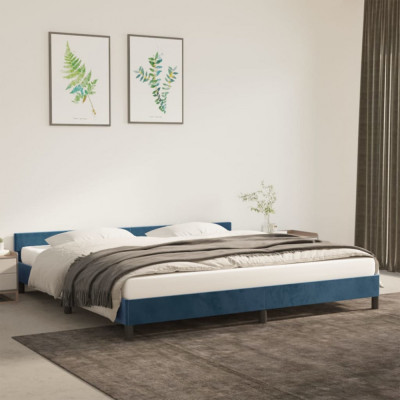 vidaXL Cadru de pat cu tăblie, albastru &amp;icirc;nchis, 200x200 cm, catifea foto