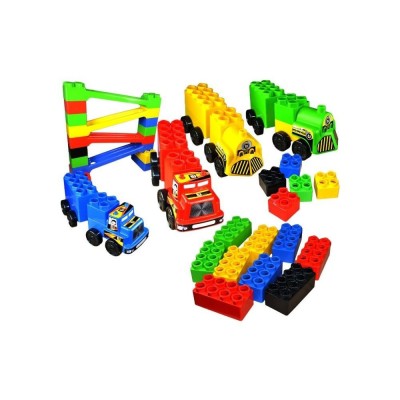 Set constructie cuburi mari, cu vehicule, 103 piese, Educational Blocks foto