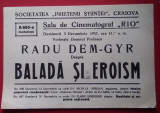 Afiș Conferință Radu GYR : BALADĂ ȘI EROISM - 1937