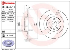 BREMBO 08.D249.11 PRIME LINE - UV Coated Disc frana foto