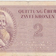 GERMANIA Theresienstadt 2 Kronen 1943 WWII Cehoslovacia Bohemia and Moravia