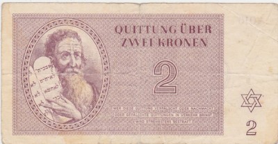 GERMANIA Theresienstadt 2 Kronen 1943 WWII Cehoslovacia Bohemia and Moravia foto