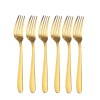 Set 6 furculite Pufo Simple pentru cafea, ceai, desert, otel inoxidabil, auriu, 14 cm