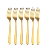 Set 6 furculite Pufo Simple pentru cafea, ceai, desert, otel inoxidabil, auriu, 14 cm