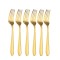 Set 6 furculite Pufo Simple pentru cafea, ceai, desert, otel inoxidabil, auriu, 14 cm