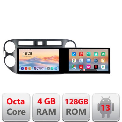 Navigatie VW Tiguan si Golf Plus 2012-2016 Edotec 2 ecrane 8 core 4+128 21.6 inch Incell android Wifi 5Ghz gps internet Kit-489v2 CarStore Technology foto