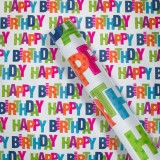 H&acirc;rtie Ambalat, Model Happy Birthday, Alb, Multicolor, Dimensiune 150x70cm, Oem