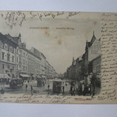 Ungaria/Budapesta-Bulevardul Franz Joseph,carte postala circulata 1900