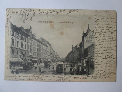 Ungaria/Budapesta-Bulevardul Franz Joseph,carte postala circulata 1900 foto