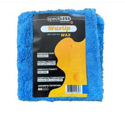 Laveta Microfibre fara Margini speckLESS WaxUp, Albastru, 550 GSM, 40x40cm, 5 buc foto