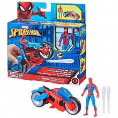 Figurina cu motocicleta, Marvel Spider- Man, Web Blast Cycle, 10 cm