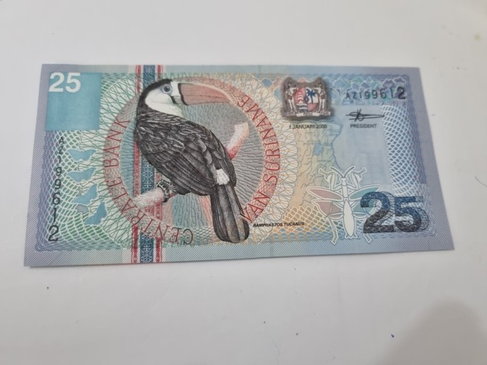 bancnota suriname 25 g 2000