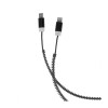 Cablu Date &amp; Incarcare MicroUSB &amp; APPLE Lightning - Zipper (Negru) Forever