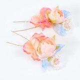 Set 2 ace de coc cu bujori si flori albe