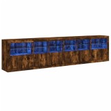 Dulap cu lumini LED, stejar fumuriu, 283x37x67 cm