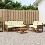 Cumpara ieftin Set de canapele de exterior 6 buc. 5-Locuri Natural si Crem