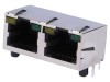 Conector RJ45 Dublu Ecranat cu LED Amphenol Cat 5 8p8c Montare THT Unghi 90 Grade Cod RJHSE-5381-02