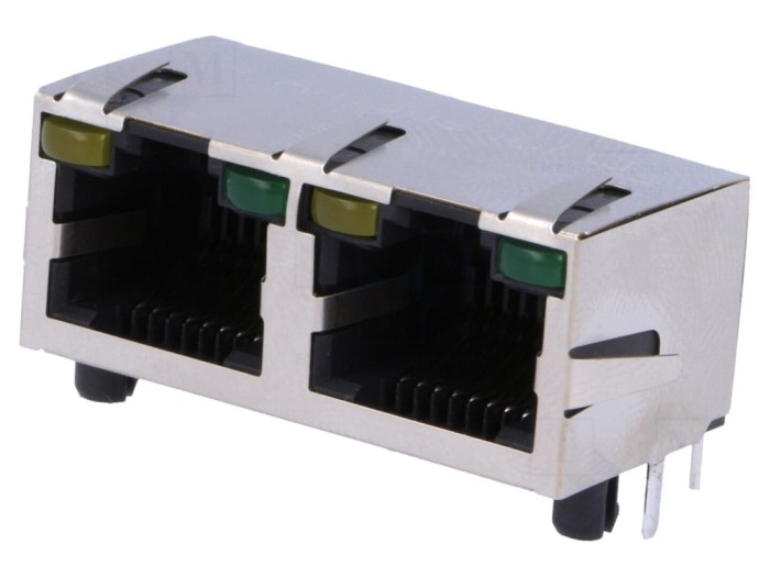 Conector RJ45 ecranat dublu cu LED