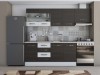 Bucatarie Laura 240, Corp hota, Cu vitrina, Wenge/Alb, Blat termic travertin