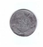 Moneda 20 lei 1944, stare buna, curata, nuante de culoare, Zinc