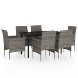 Set de servit masa pentru gradina, 7 piese, gri si negru