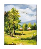 Cumpara ieftin Tablou peisaj din natura pictat manual, 40x30cm ulei pe panza, Constantin Feraru