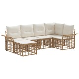 vidaXL Set de canapele de exterior 6 pcs Alb Natural și Crem Poliester 3437734