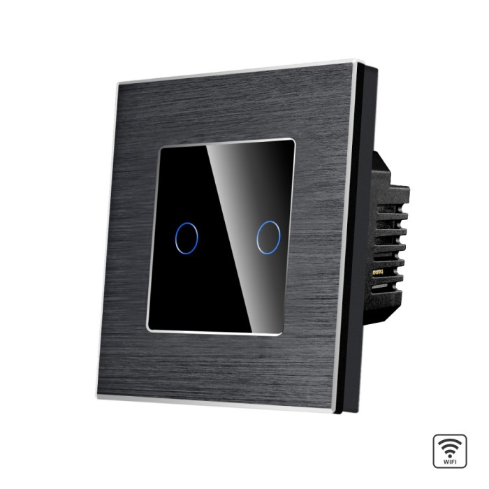 Intrerupator Dublu Wi-Fi cu Touch din Sticla si Rama de Aluminiu LUXION SmartElectro IntelligentHouse