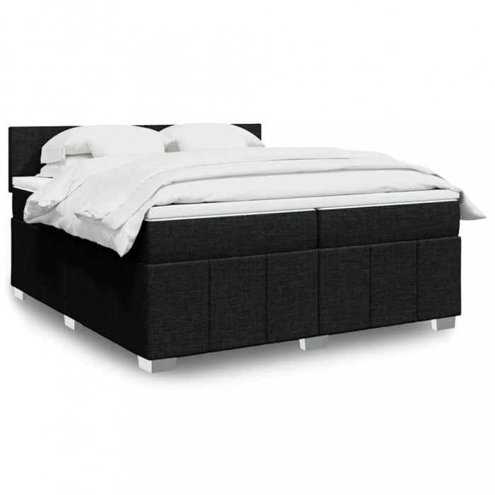 vidaXL Pat box spring cu saltea, negru, 200x200 cm, textil 3287170