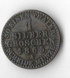 Moneda 1 silber groschen 1865 - Prusia, 2,196 g argint 0,220