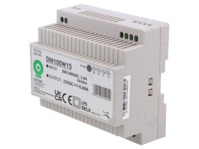 Alimentator pulsatoriu șină DIN 100W 15V 6.66A foto