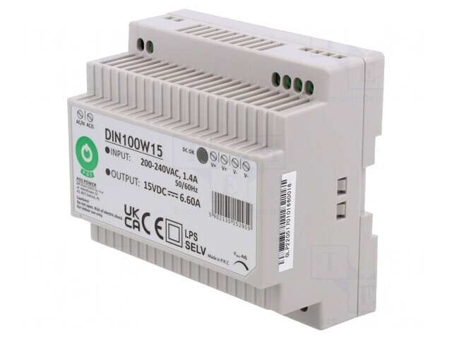 Alimentator pulsatoriu șină DIN 100W 15V 6.66A