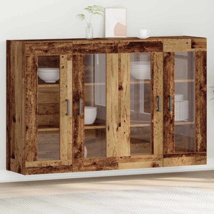 vidaXL Dulap montat pe perete 2 pcs Lemn vechi 69.5 x 34 x 90 cm 3334314