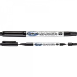 Marker permanent pentru CD/DVD, 2 varfuri conice 0,5 mm si 2 mm, negru