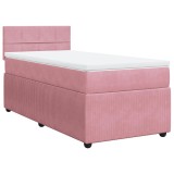 Cumpara ieftin Pat box spring cu saltea, roz, 80x200 cm, catifea