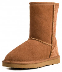 Cizme Piele Tip UGG Model Camel Scurt foto