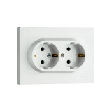 Priza dubla incastrata, 16A, 250V, SCHUKO EXEN alb / 200-010103-245