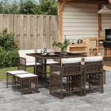 Gossi set mobilier de gradina cu perne, 9 piese, maro, poliratan