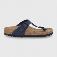 Birkenstock slapi Gizeh femei, culoarea albastru marin, cu toc plat