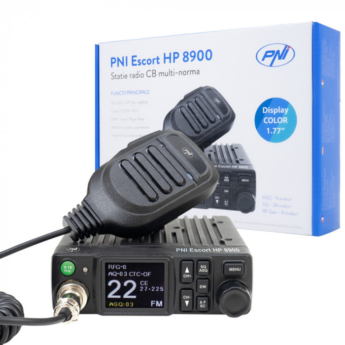 STATIE RADIO CB PNI ESCORT HP 8900 ASQ, 12V 24V, RF GAIN, ROGER BEEP, CTCSS-DCS, DUAL WATCH AM FM