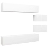 Cumpara ieftin Set dulapuri TV, 6 piese, alb, lemn prelucrat