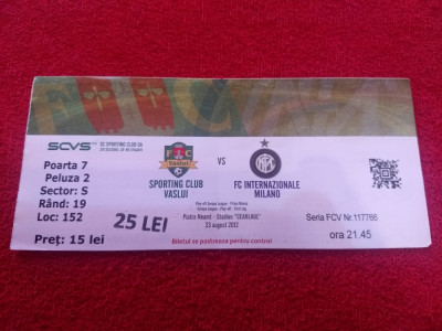 Bilet meci fotbal SC VASLUI - INTERNAZIONALE MILANO (23.08.2012) foto