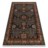Covor L&acirc;nă KESHAN franjuri Cadru oriental 6174/53511 albastru inchis / vin roșu, 160x230 cm