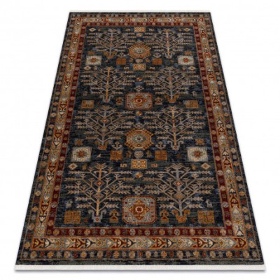 Covor L&amp;acirc;nă KESHAN franjuri Cadru oriental 6174/53511 albastru inchis / vin roșu, 160x230 cm foto
