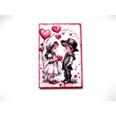 Magnet frigider cu copii si inimioare 45842